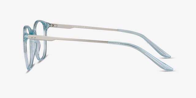 Spoken Clear Blue Plastic-metalMontures de lunettes de vue d'EyeBuyDirect, Vue de Côté