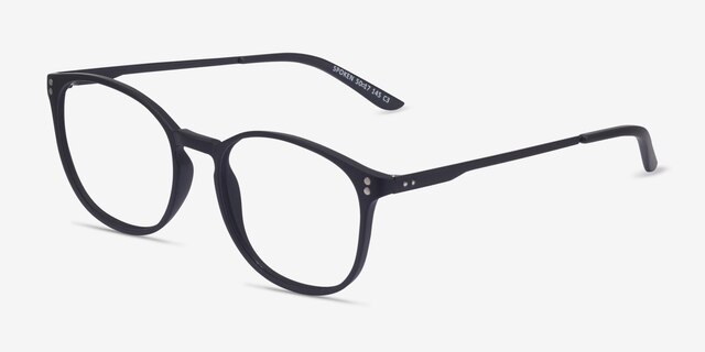 Spoken Noir Plastic-metalMontures de lunettes de vue d'EyeBuyDirect, Vue d'Angle