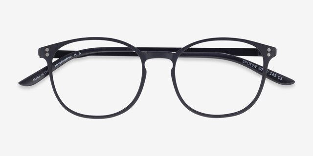 Spoken Noir Plastic-metalMontures de lunettes de vue d'EyeBuyDirect, Vue Rapprochée
