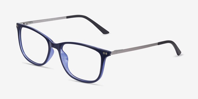 Clarity Blue Plastic-metalEyeglass Frames from EyeBuyDirect, Angle View