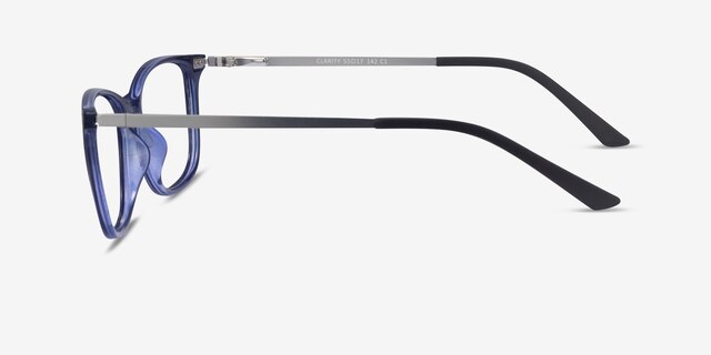 Clarity Blue Plastic-metalEyeglass Frames from EyeBuyDirect, Side View
