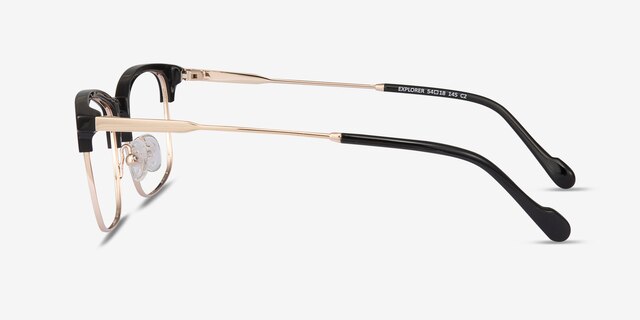 Explorer Noir Acetate-metalMontures de lunettes de vue d'EyeBuyDirect, Vue de Côté