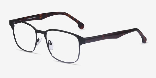 Meta Noir Acetate-metalMontures de lunettes de vue d'EyeBuyDirect, Vue d'Angle