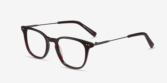 Candor Red AcetateEyeglass Frames from EyeBuyDirect, Angle View