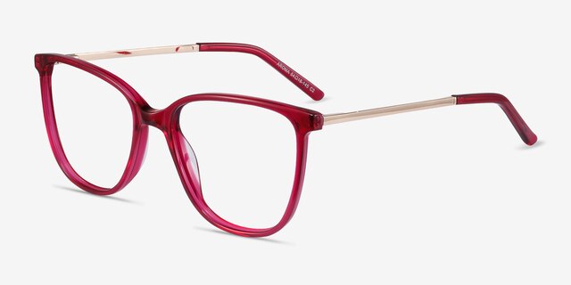 Aroma Framboise Acetate-metalMontures de lunettes de vue d'EyeBuyDirect, Vue d'Angle