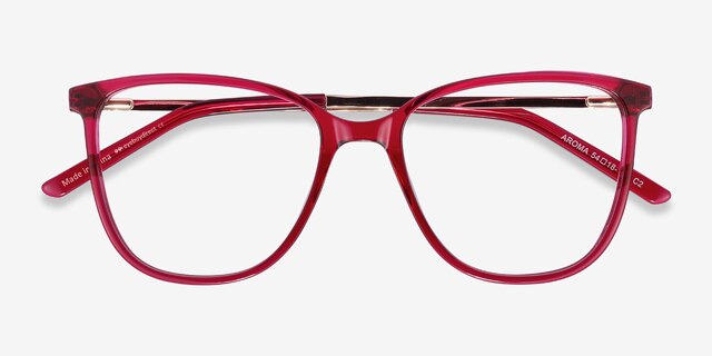 Aroma Framboise Acetate-metalMontures de lunettes de vue d'EyeBuyDirect, Vue Rapprochée
