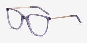 Aroma Violet Acetate-metal Montures de lunettes de vue d'EyeBuyDirect, Vue d'Angle