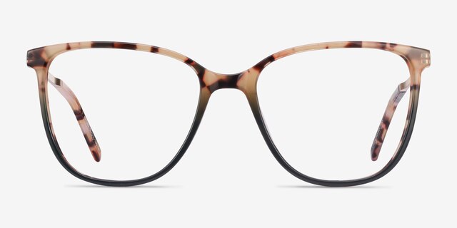 Aroma Tortoise Green Acetate-metalMontures de lunettes de vue d'EyeBuyDirect, Vue de Face