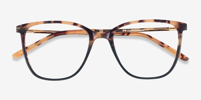 Aroma Tortoise Green Acetate-metalMontures de lunettes de vue d'EyeBuyDirect, Vue Rapprochée