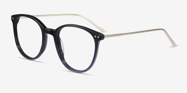 Oriana Black Acetate-metalEyeglass Frames from EyeBuyDirect, Angle View