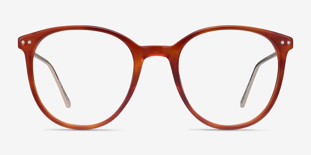 Oriana Orange Acetate-metalEyeglass Frames from EyeBuyDirect, Front View