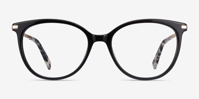 Attitude Black Acetate-metalEyeglass Frames from EyeBuyDirect, Front View
