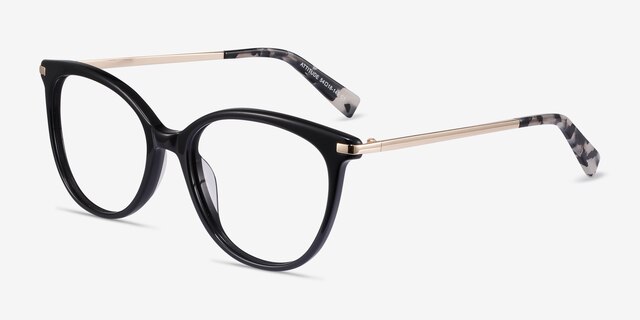 Attitude Black Acetate-metalEyeglass Frames from EyeBuyDirect, Angle View