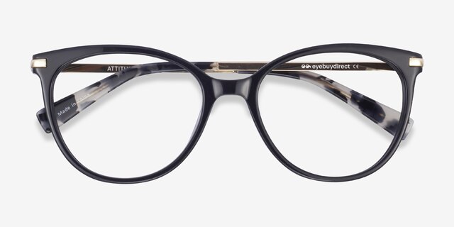 Attitude Black Acetate-metalEyeglass Frames from EyeBuyDirect, Closed View