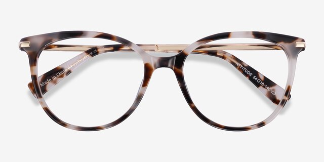 Attitude Ivory Tortoise Acetate-metalEyeglass Frames from EyeBuyDirect, Closed View