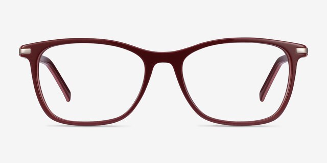 Field Burgundy Acetate-metalEyeglass Frames from EyeBuyDirect, Front View