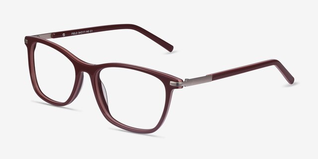 Field Burgundy Acetate-metalEyeglass Frames from EyeBuyDirect, Angle View