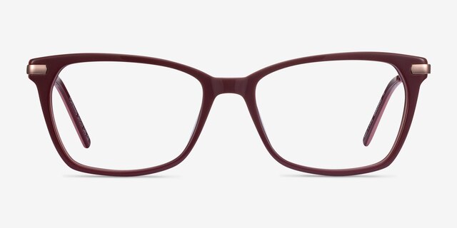 Forward Burgundy Acetate-metalEyeglass Frames from EyeBuyDirect, Front View