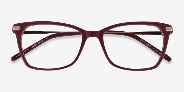 Forward Burgundy Acetate-metalEyeglass Frames from EyeBuyDirect, Closed View