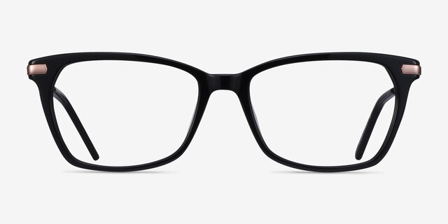 Forward Black Acetate-metalEyeglass Frames from EyeBuyDirect, Front View