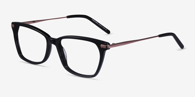 Forward Black Acetate-metalEyeglass Frames from EyeBuyDirect, Angle View