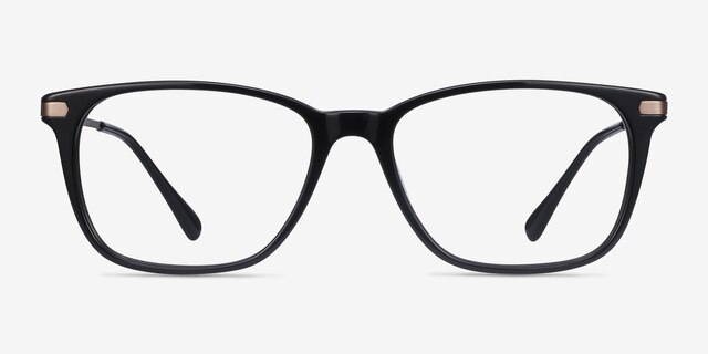 Plaza Black Acetate-metalEyeglass Frames from EyeBuyDirect, Front View