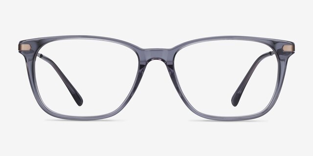 Plaza Gray Acetate-metalEyeglass Frames from EyeBuyDirect, Front View