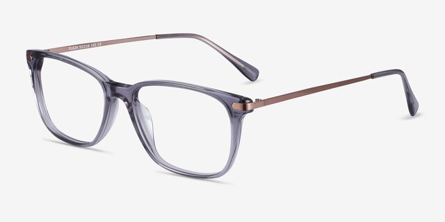 Plaza Gray Acetate-metalEyeglass Frames from EyeBuyDirect, Angle View