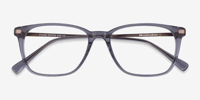 Plaza Gray Acetate-metalEyeglass Frames from EyeBuyDirect, Closed View