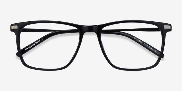 Envision Noir Acetate-metalMontures de lunettes de vue d'EyeBuyDirect, Vue Rapprochée