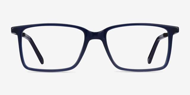 Haptic Blue Acetate-metalEyeglass Frames from EyeBuyDirect, Front View
