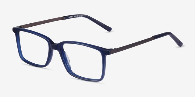 Haptic Blue Acetate-metalEyeglass Frames from EyeBuyDirect, Angle View