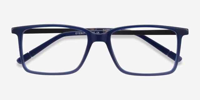 Haptic Blue Acetate-metalEyeglass Frames from EyeBuyDirect, Closed View
