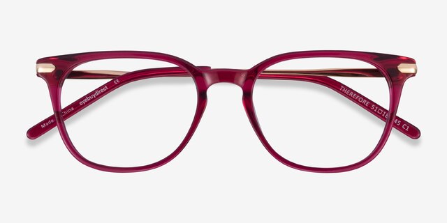 Therefore Raspberry Acetate-metalEyeglass Frames from EyeBuyDirect, Closed View