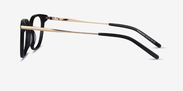 Therefore Noir Acetate-metalMontures de lunettes de vue d'EyeBuyDirect, Vue de Côté
