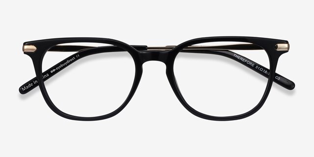 Therefore Noir Acetate-metalMontures de lunettes de vue d'EyeBuyDirect, Vue Rapprochée
