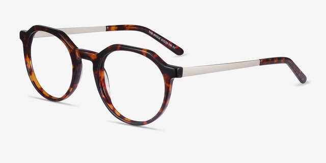 The Cycle Dark Tortoise Acetate-metalEyeglass Frames from EyeBuyDirect, Angle View
