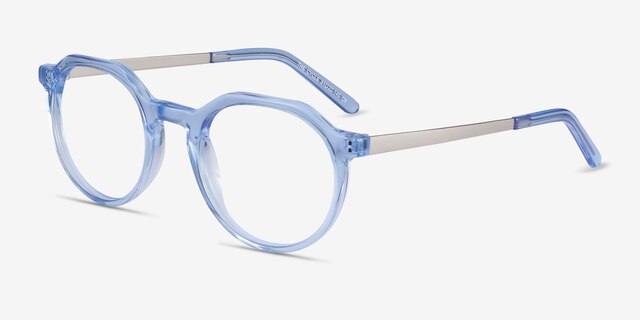 The Cycle Blue Acetate-metalEyeglass Frames from EyeBuyDirect, Angle View