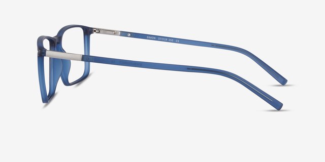 Simon Blue Plastic-metalEyeglass Frames from EyeBuyDirect, Side View