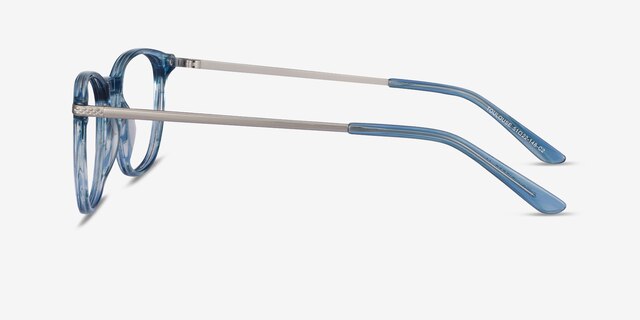 Toulouse Blue Acetate-metalEyeglass Frames from EyeBuyDirect, Side View