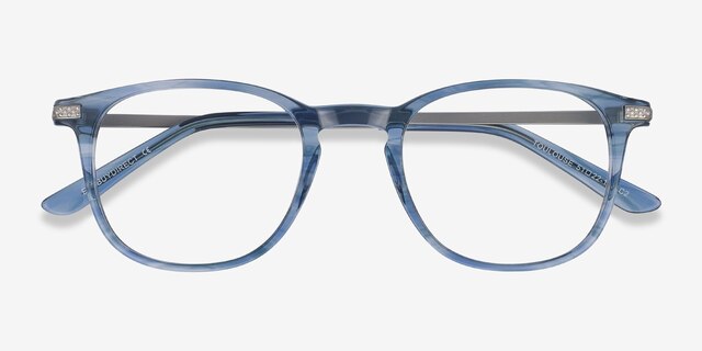 Toulouse Blue Acetate-metalEyeglass Frames from EyeBuyDirect, Closed View