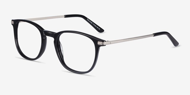 Toulouse Black Acetate-metalEyeglass Frames from EyeBuyDirect, Angle View