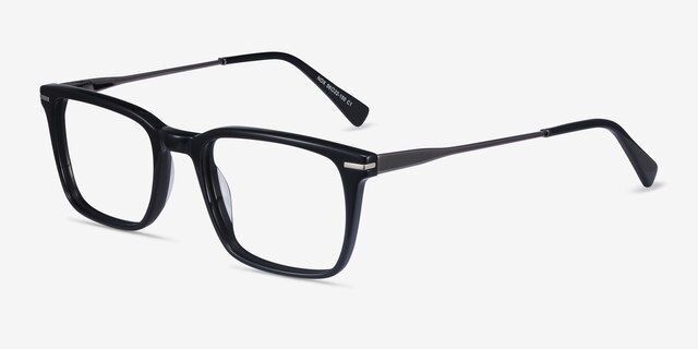 Nox Noir Acetate-metalMontures de lunettes de vue d'EyeBuyDirect, Vue d'Angle