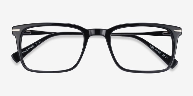 Nox Noir Acetate-metalMontures de lunettes de vue d'EyeBuyDirect, Vue Rapprochée