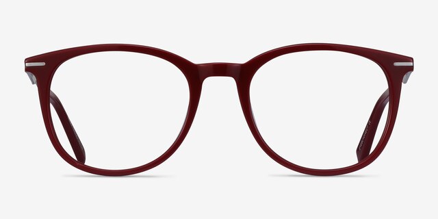 Ninah Burgundy Acetate-metalEyeglass Frames from EyeBuyDirect, Front View