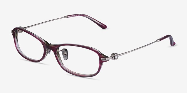 Lise Pink Striped AcetateEyeglass Frames from EyeBuyDirect, Angle View
