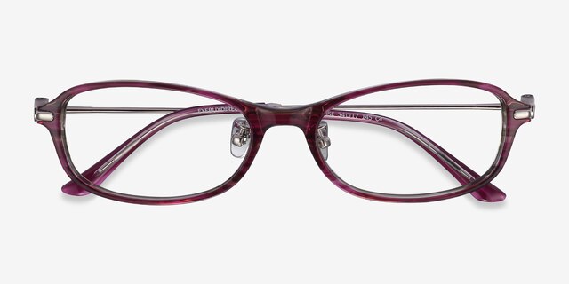 Lise Pink Striped AcetateEyeglass Frames from EyeBuyDirect, Closed View