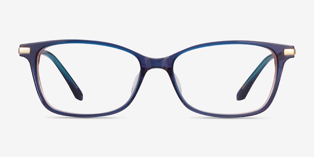 Vanda Blue Acetate-metalEyeglass Frames from EyeBuyDirect, Front View
