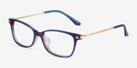 Vanda Bleu Acetate-metal Montures de lunettes de vue d'EyeBuyDirect, Vue d'Angle
