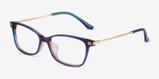 Vanda Blue Acetate-metalEyeglass Frames from EyeBuyDirect, Angle View
